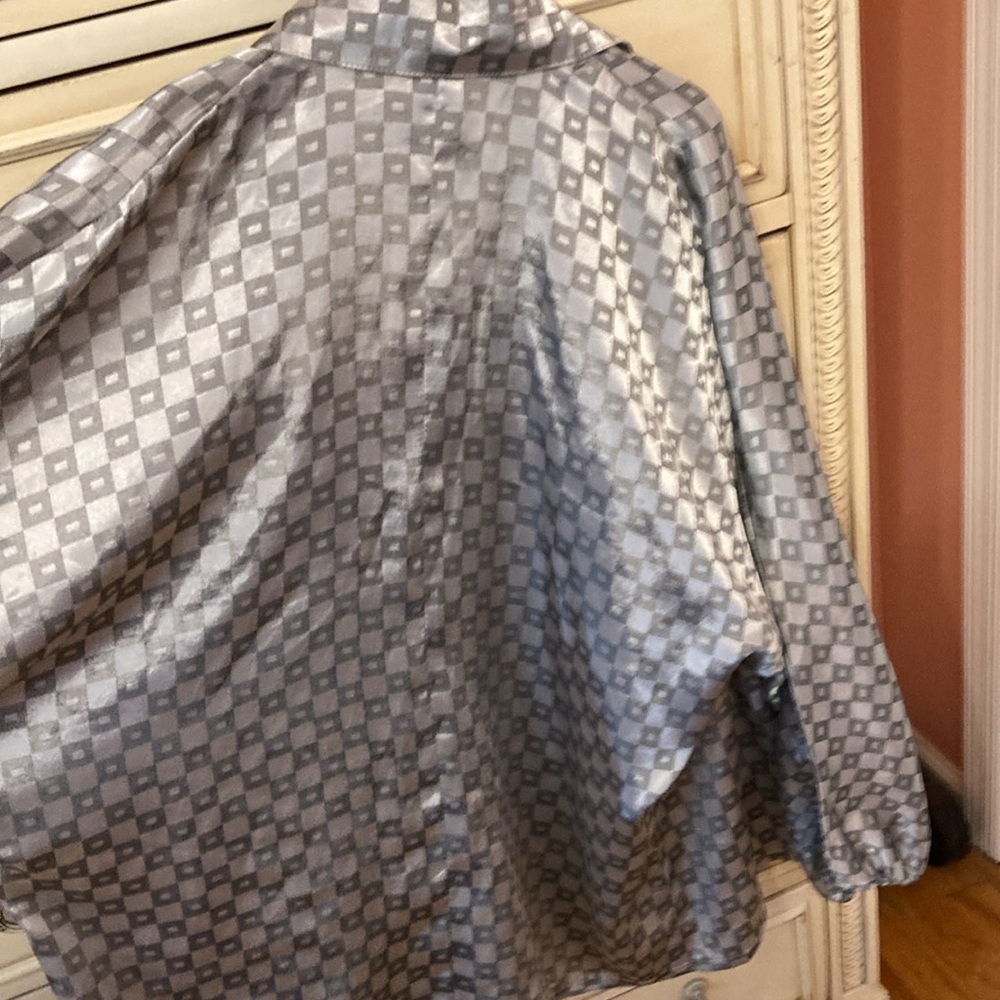 Vintage Silver Checkered Blouse - image 7